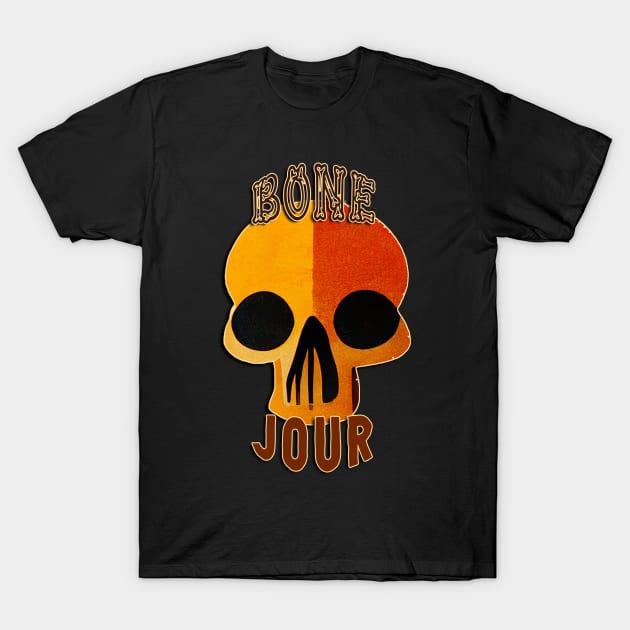 Bone Jour Skull T-Shirt by nonbeenarydesigns